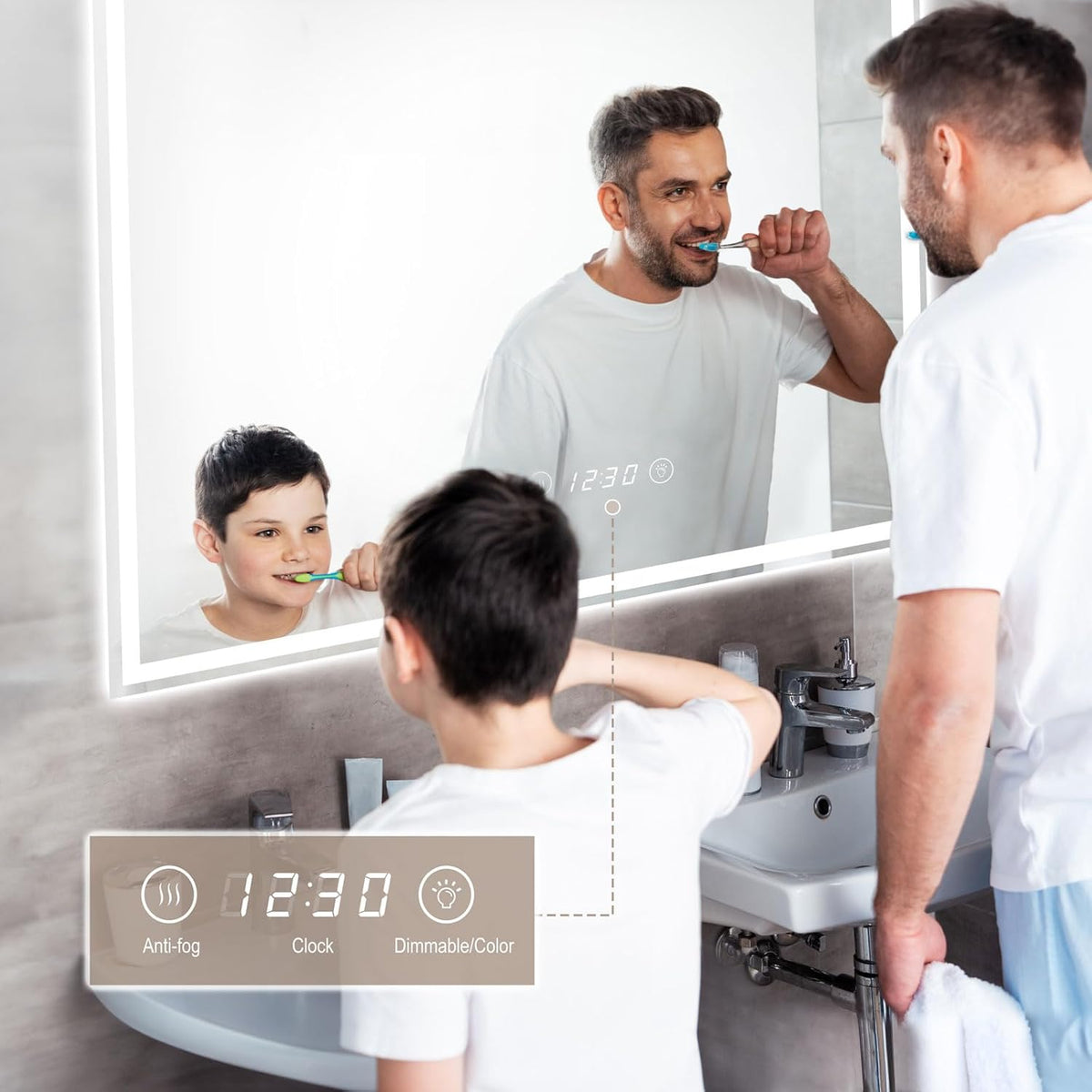 Dripex LED Bathroom Mirror with Shaver Socket and Clock, 600 * 800 MM ...