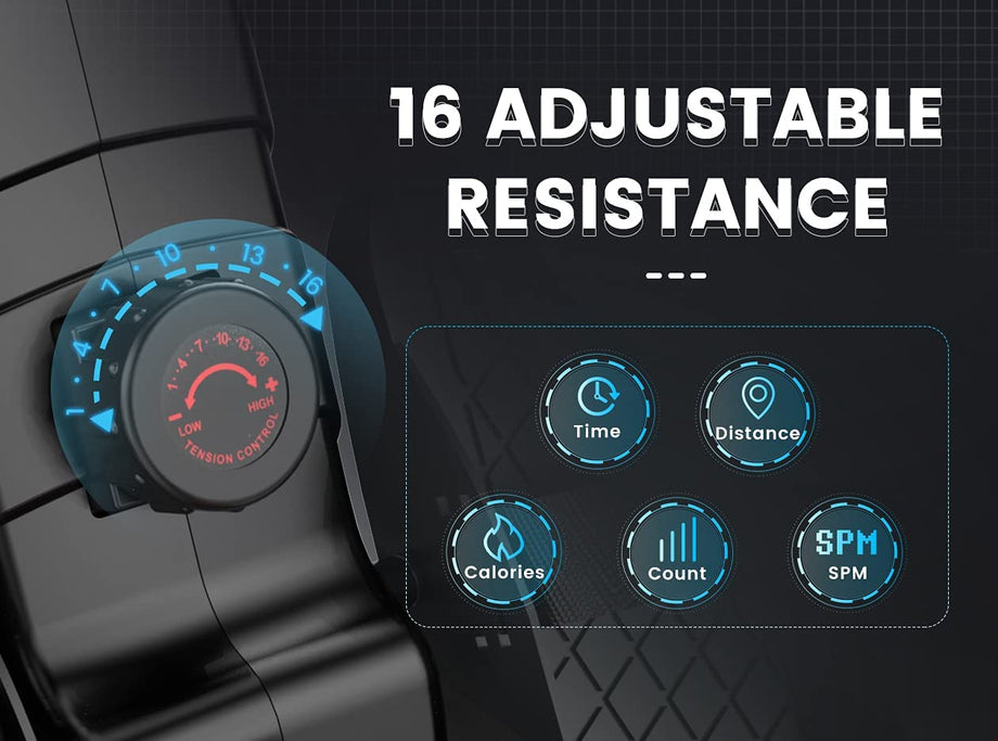 Dripex Foldable Rowing Machine Magnetic Rower with 16 Level Adjustable Resistances for Home use