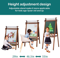 Dripex Kids Easel Double Sided Painting Chalkboard and Magnetic Board with Paper Roller for Children