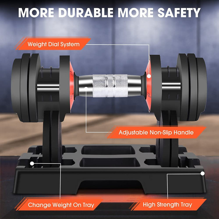 Dripex 10-level Adjustable Dumbbells Fast Adjust Weight by Turning Handle for Full Body Workout Fitness