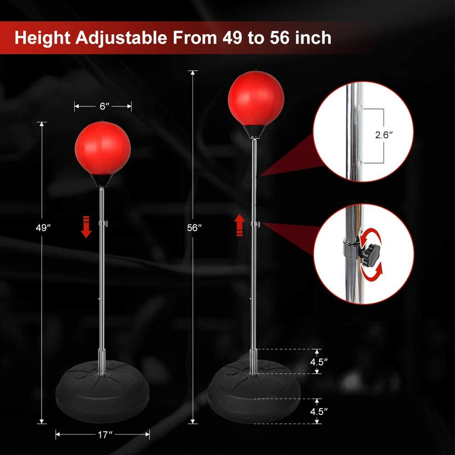 Punching Bag with Stand Freestanding Boxing Bag, Dprodo Adjustable Speed Reflex Training Bag for Adults Kids Plus Boxing Gloves, Workout Punch Set for Home Gym