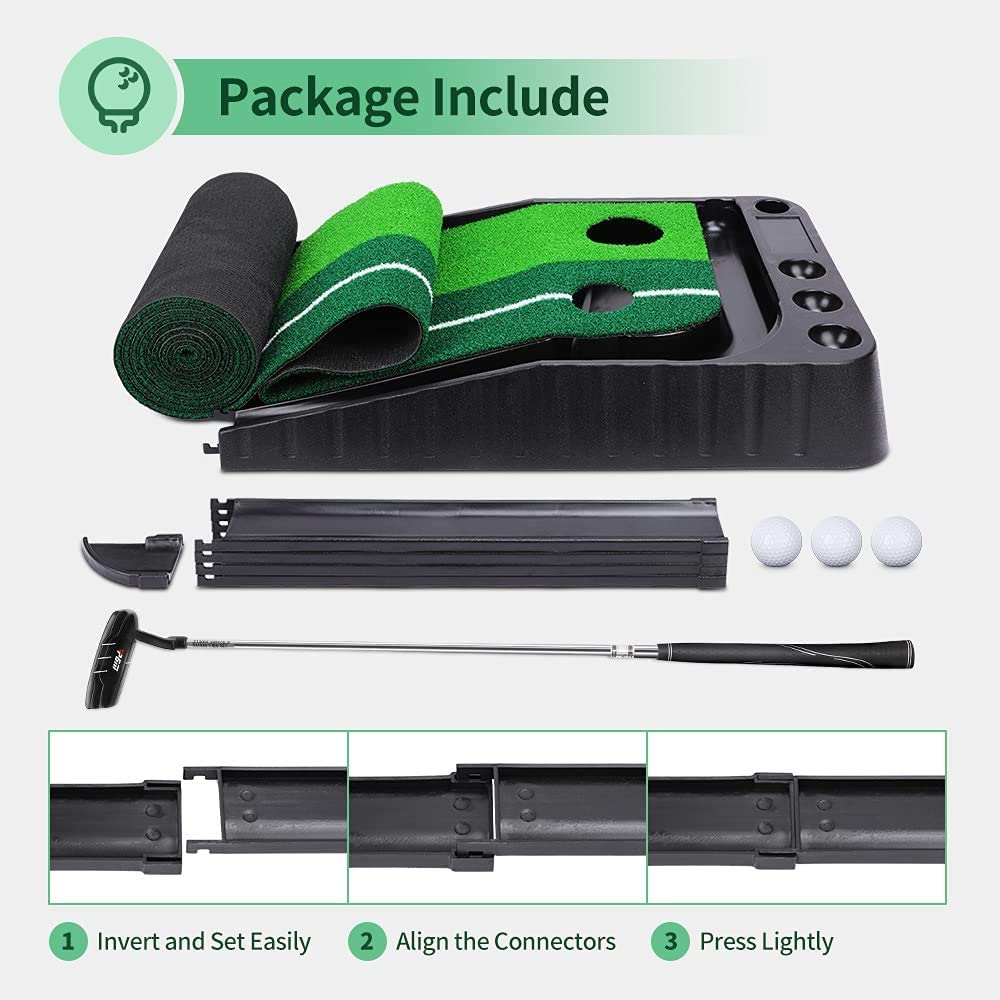 Dprodo Golf Putting Mat 3m Golf Green Mat Dual Speed with Auto Retur