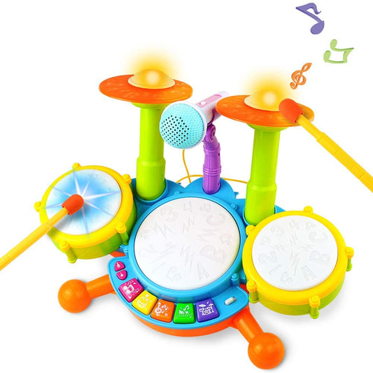 Kids Drum Kit Toy Drum Set Baby Musical Instruments for Toddlers Nursery Rhymes Electronic for Children Kid Boys Girls 3 4 5 Year Olds