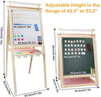 Dripex Kids Easel Double Sided Painting Chalkboard and Magnetic Board with Paper Roller for Children