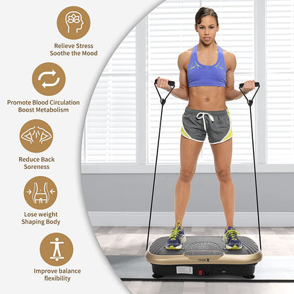 Dripex Vibration Plate Exercise Machine, Whole Body Workout Fitness Vibration Power Plate with Resistance Bands