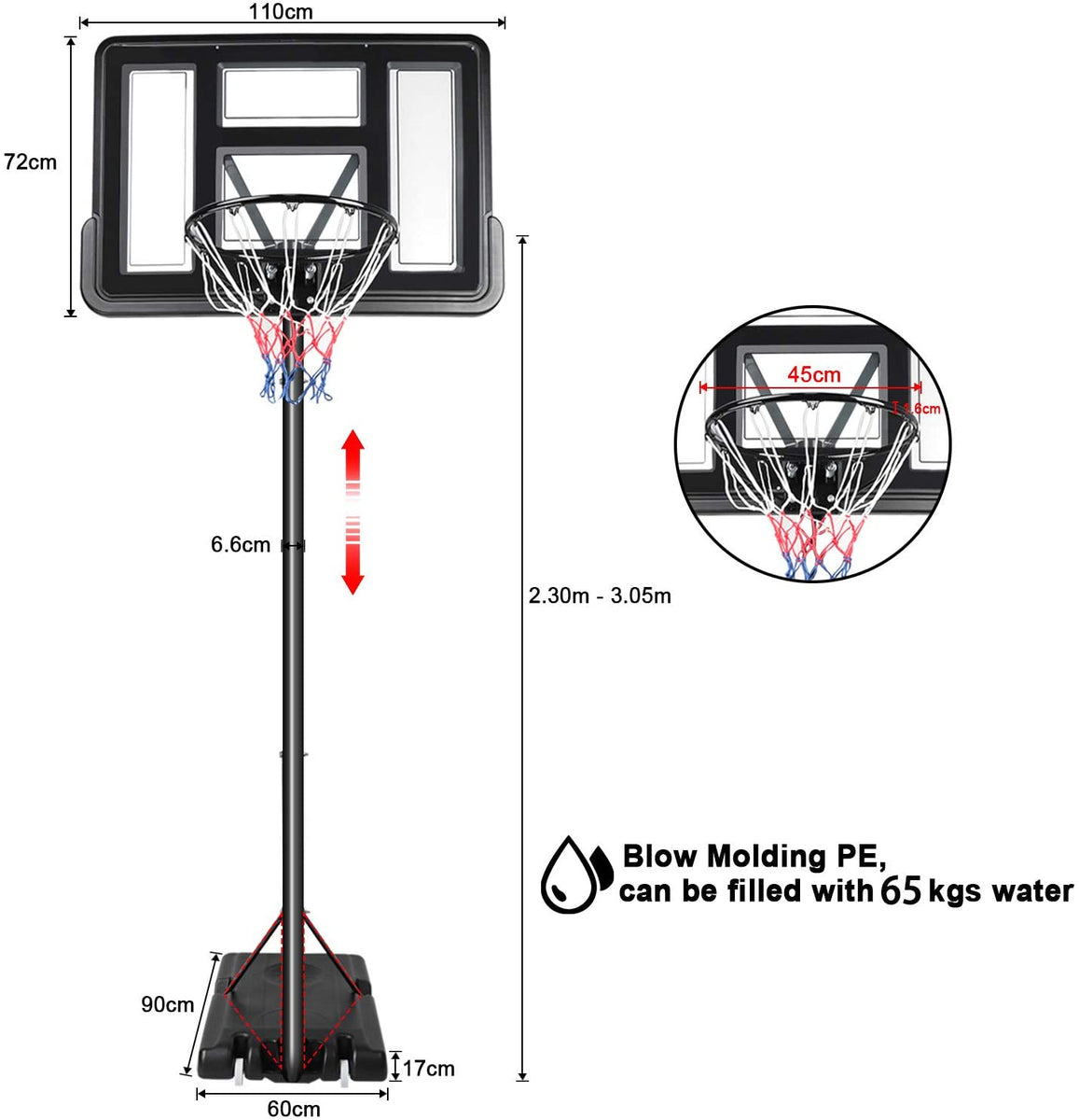 Dripex Portable Basketball Hoops & Goals Basketball System DripexUK