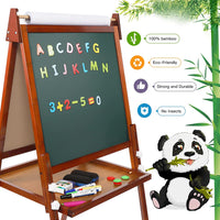 Dripex Kids Easel ,Childrens Bamboo Art Easel with Paper Roll ,Double-Sided Easel Kids ,Height Adjustable Magnetic Chalkboard Easel ,Kids Painting Blackboard with Other Accessories for Toddler