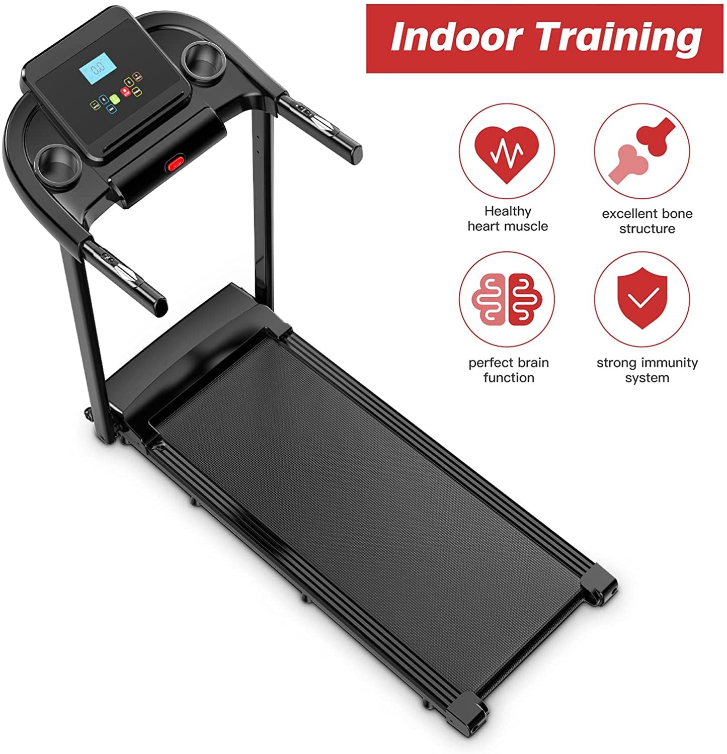 Dripex Treadmill Running Machine 1-12km/h with 3 Preset Sport Modes Holder