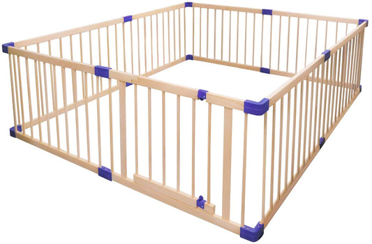 Dripex 204 x 184cm/  204 x 154cmWooden Baby Playpen, 8 Panels Large Play Fence for Toddlers, Kids Rectangle Activity Center Safety Play Yard with Lockable Door for Indoor and Outdoor
