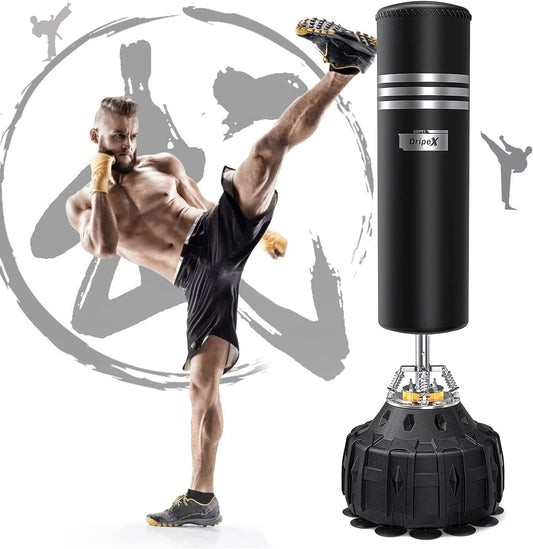 Dripex 70 Inch Upgrade Free Standing Punch Bag with ABS Base and 18 Suction Cups, Heavy Punching Bag for Boxing training