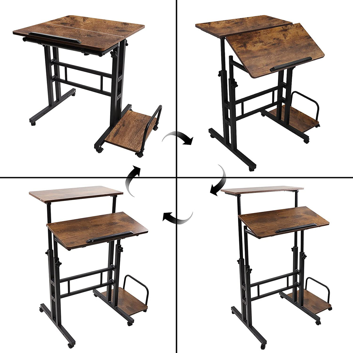 Dripex SitStand Desk HeightAdjustable Computer Desk Rolling Mobile O DripexUK