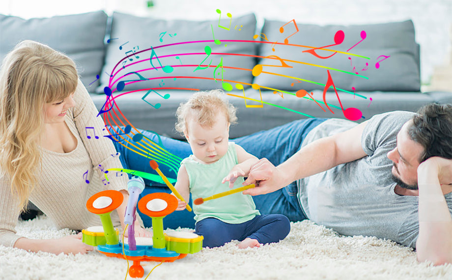 Kids Drum Kit Toy Drum Set Baby Musical Instruments for Toddlers Nursery Rhymes Electronic for Children Kid Boys Girls 3 4 5 Year Olds