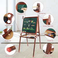 Dripex Kids Easel ,Childrens Bamboo Art Easel with Paper Roll ,Double-Sided Easel Kids ,Height Adjustable Magnetic Chalkboard Easel ,Kids Painting Blackboard with Other Accessories for Toddler