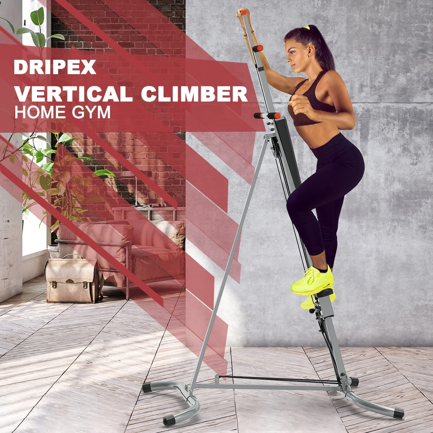 Dripex Vertical Climber Exercise Machine, Folding Stair Climber Exercise Machine for Home Gym, Whole Body Cardio Workout Fitness Stepper with LCD Monitor