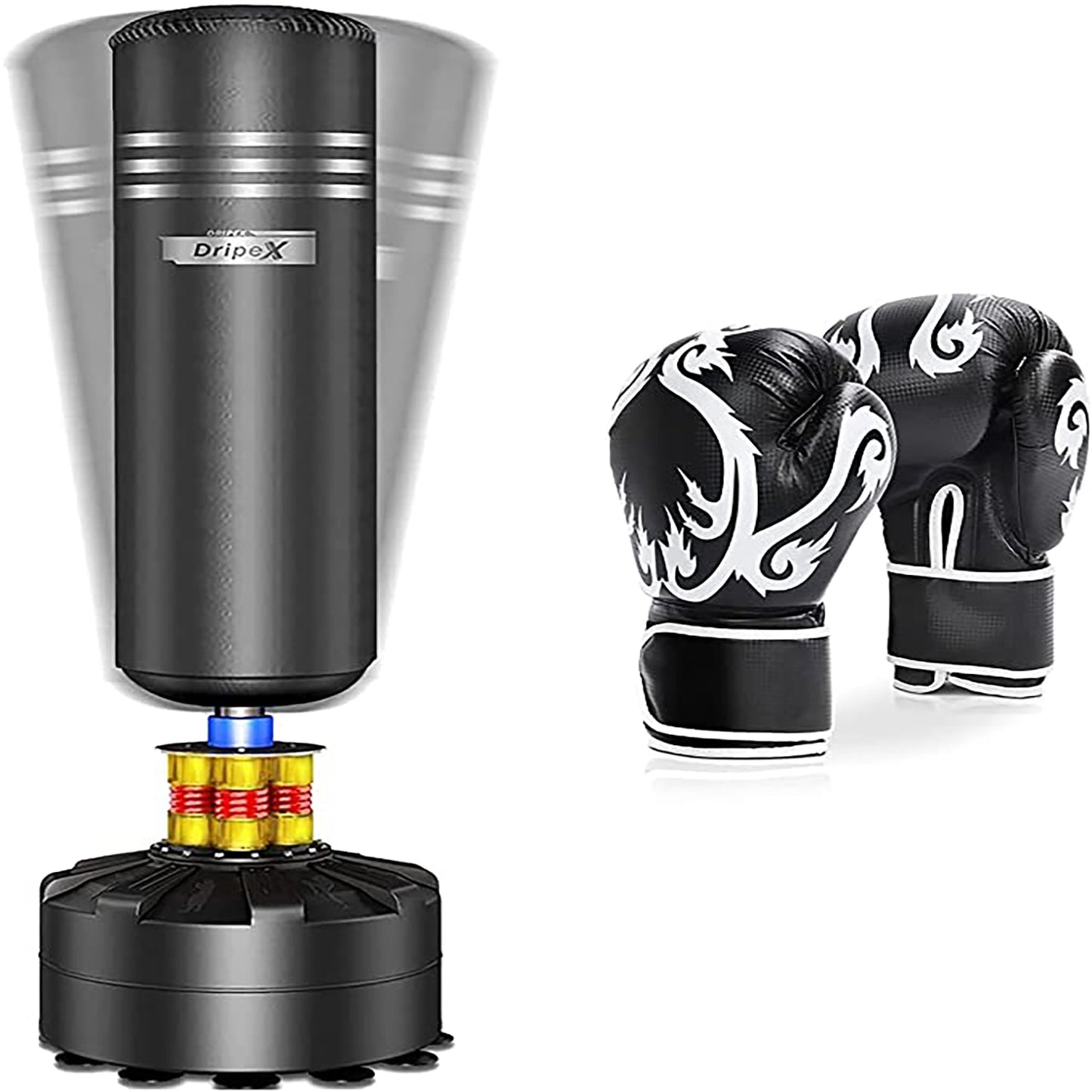 Dripex 69''Adult Free Standing Boxing Punch Bag with Boxing Gloves, Heavy Duty Punching Bag Stand with Suction Cup Base