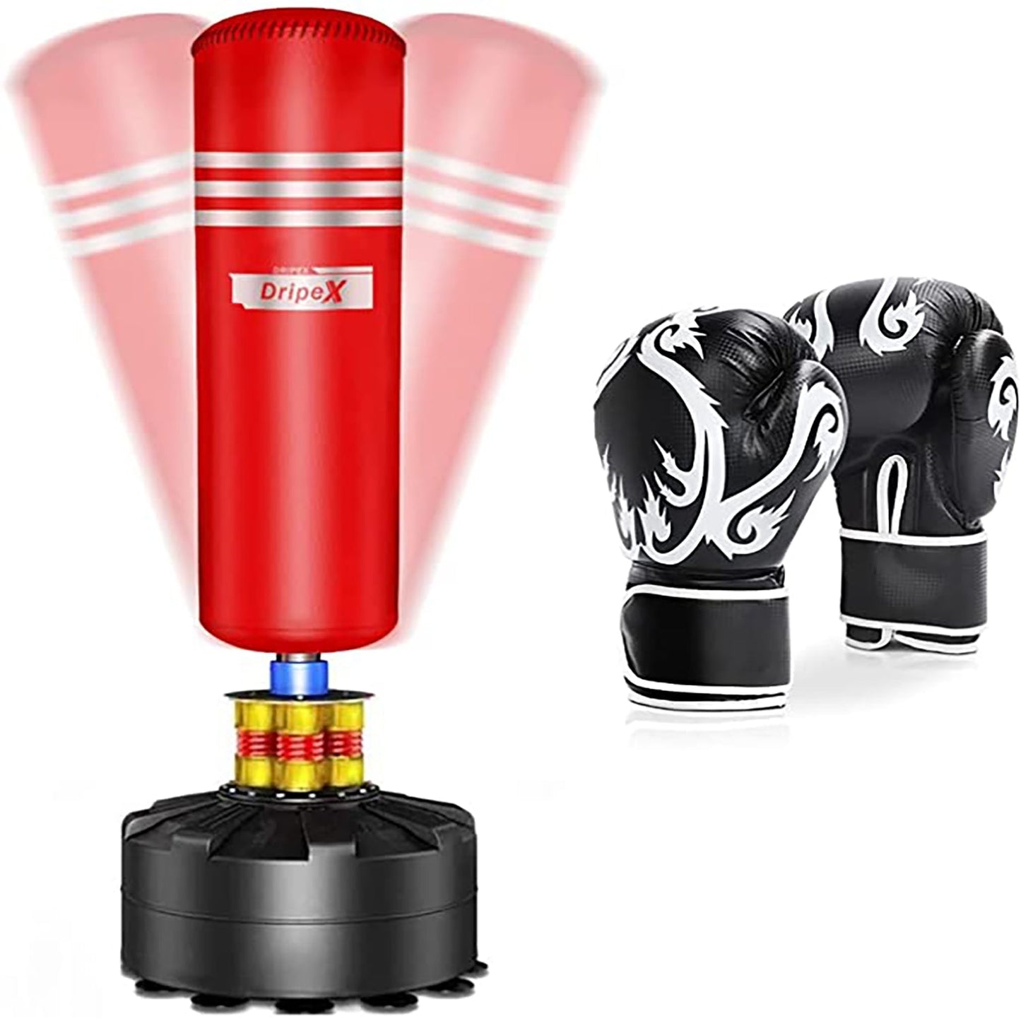 Dripex 69''Adult Free Standing Boxing Punch Bag with Boxing Gloves, Heavy Duty Punching Bag Stand with Suction Cup Base