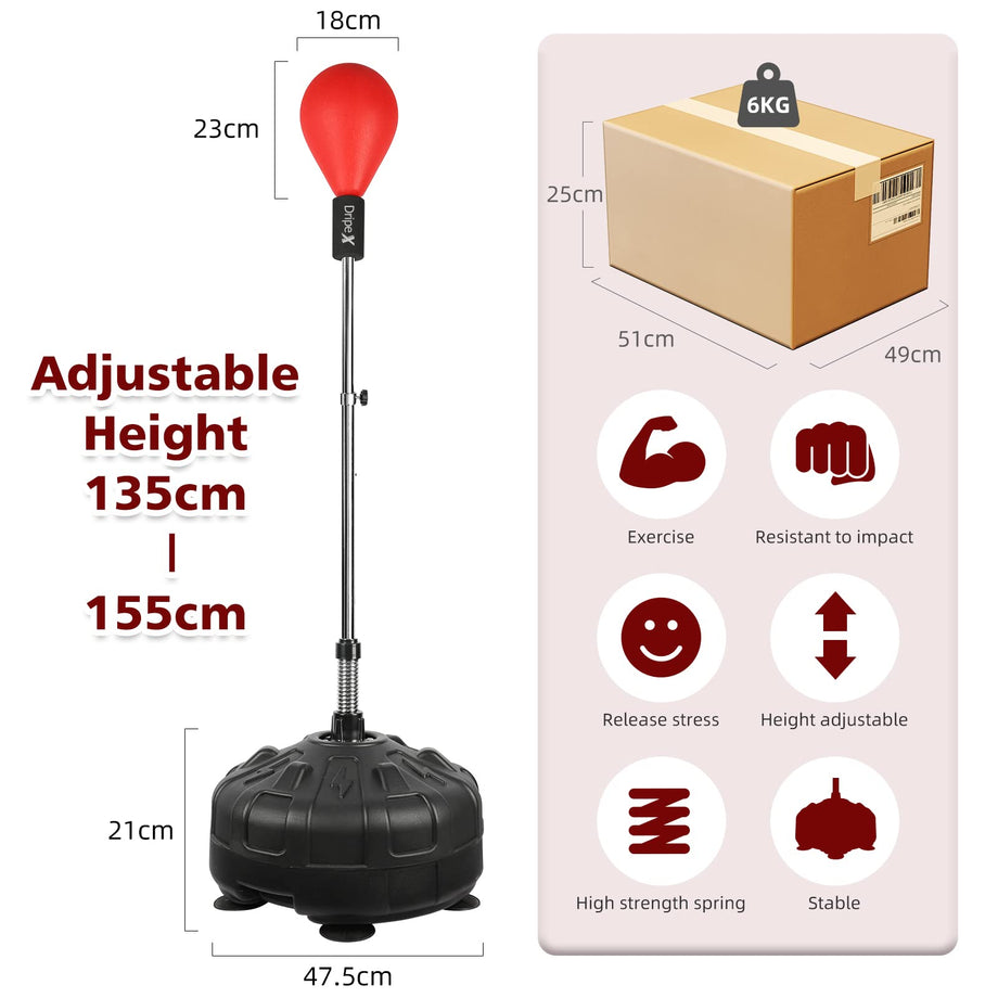 Dripex Speed Punch Ball with Adjustable Height Stand, Punching Bag with Boxing Gloves - Great for Boxing Equipment, MMA Training, Stress Fitness & Relief for Adults, Teens & Kids