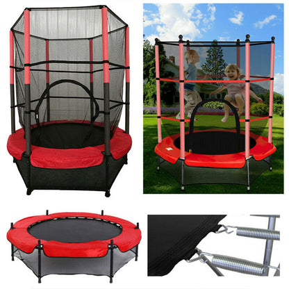 Kids Trampoline with Enclosure Net, 55inch Fitness Trampolines with Safety Net,Outdoor Indoor Activity Jump Kid Jumper Sport Trampoline for Boys Grils Age 1-6 Yard
