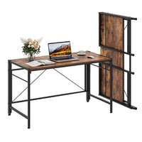 Dripex 110 x 50cm Folding Desk Foldable Computer Desk, Space-Saving Writing Table with Metal Frame, Home Office Workstation for Study, Bedroom and Gaming, Easy Assembly
