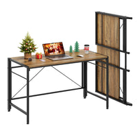 Dripex 110 x 50cm Folding Desk Foldable Computer Desk, Space-Saving Writing Table with Metal Frame, Home Office Workstation for Study, Bedroom and Gaming, Easy Assembly