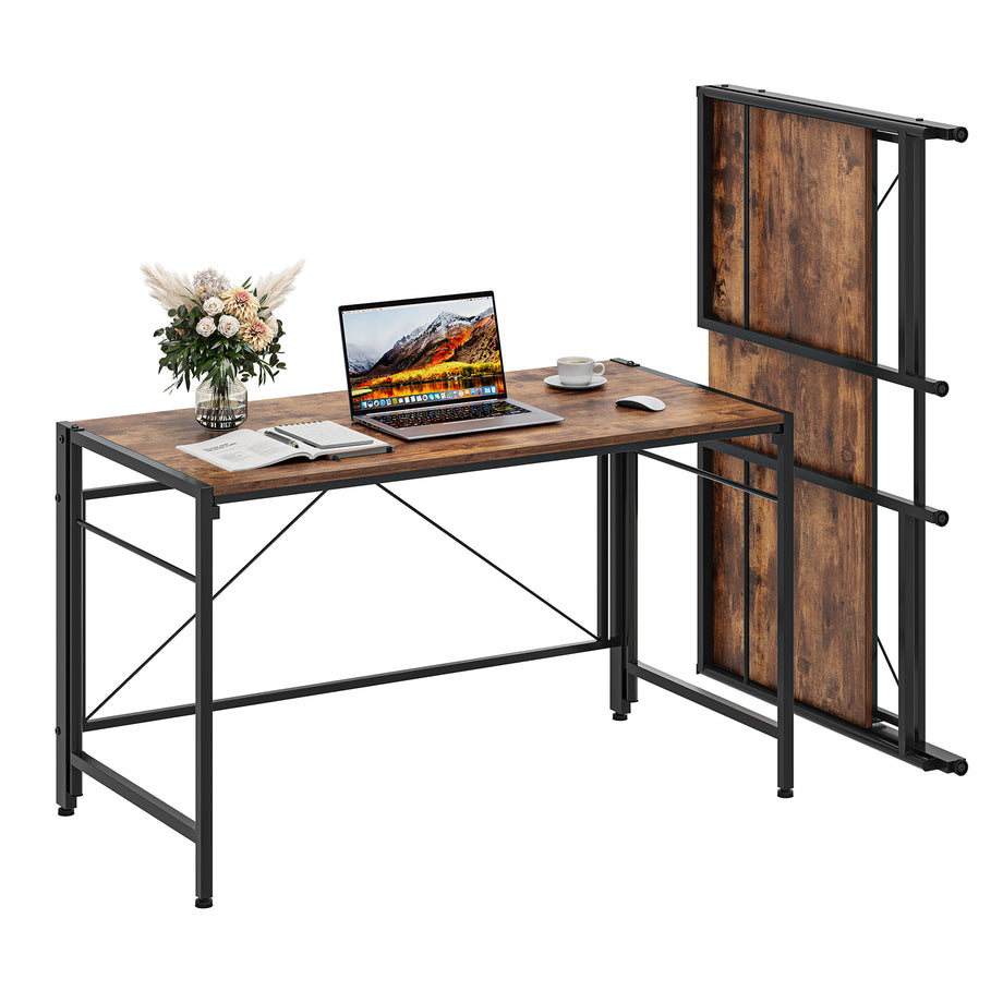 Dripex 110 x 50cm Folding Desk Foldable Computer Desk, Space-Saving Writing Table with Metal Frame, Home Office Workstation for Study, Bedroom and Gaming, Easy Assembly
