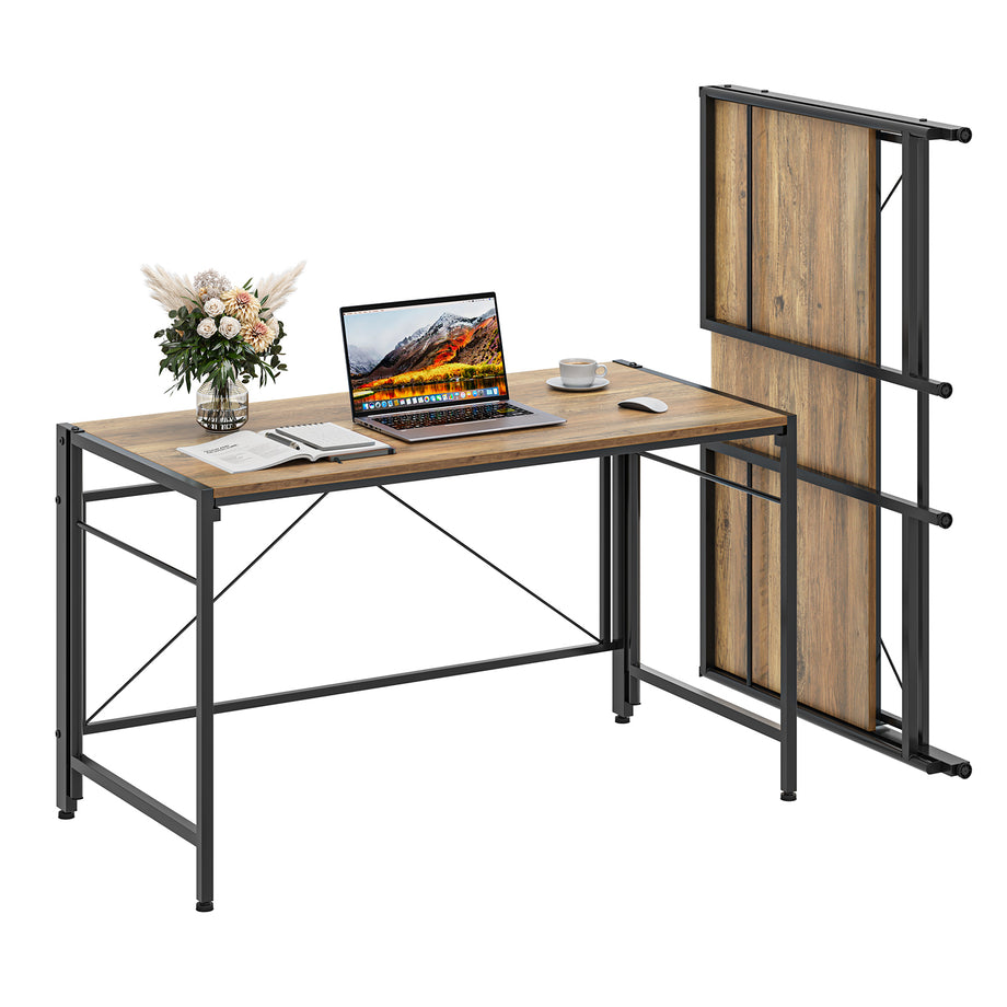 Dripex 110 x 50cm Folding Desk Foldable Computer Desk, Space-Saving Writing Table with Metal Frame, Home Office Workstation for Study, Bedroom and Gaming, Easy Assembly