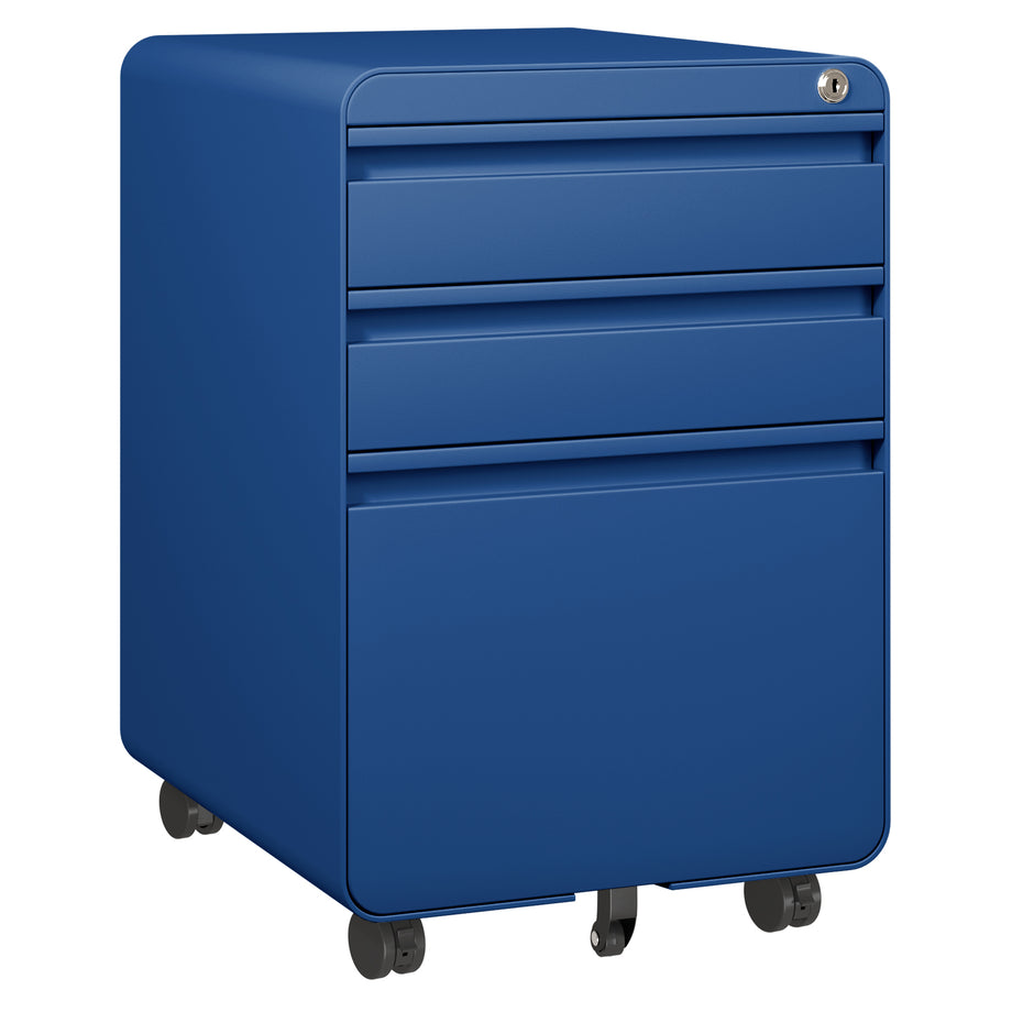 Dripex 3 Drawer Lockable Filing Cabinet, Metal Mobile File Cabinet on Wheels, Under Desk Office Storage for A4, Letter & Legal Files, Anti-Tilt, Pre-Assembled Body