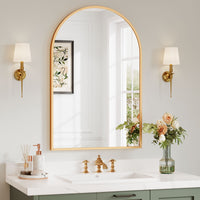 Dripex Arched Mirror, 75 x 50cm/90 x 60cm Wall-Mounted or Leaning, Pre-Fitted Holes & Fixing Kit, for Bathroom, Living Room & Bedroom