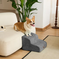 Dripex Curved Dog Stairs for Beds Couches, 2/3-Step Dog Steps with Durable Non-Slip Fabric Cover, Dog Slope Stairs for Small Dogs, Cats or Pets Friendly