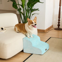 Dripex Curved Dog Stairs for Beds Couches, 2/3-Step Dog Steps with Durable Non-Slip Fabric Cover, Dog Slope Stairs for Small Dogs, Cats or Pets Friendly