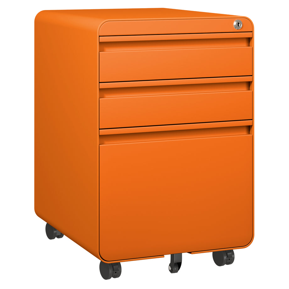 Dripex 3 Drawer Lockable Filing Cabinet, Metal Mobile File Cabinet on Wheels, Under Desk Office Storage for A4, Letter & Legal Files, Anti-Tilt, Pre-Assembled Body