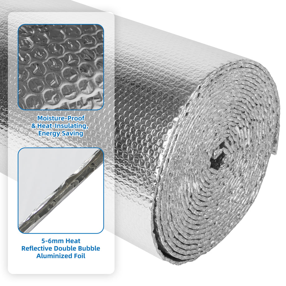 Dripex Double Aluminium Bubble Foil Insulation Loft Wall Boat Loft Caravan Home Wall Shed