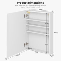 Dripex Single Door Bathroom Mirror Cabinet, Wall Mounted Storage Cupboard with Mirror, Cabinet with Adjustable Shelf