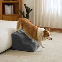 Dripex Curved Dog Stairs for Beds Couches, 2/3-Step Dog Steps with Durable Non-Slip Fabric Cover, Dog Slope Stairs for Small Dogs, Cats or Pets Friendly