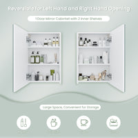 Dripex Single Door Bathroom Mirror Cabinet, Wall Mounted Storage Cupboard with Mirror, Cabinet with Adjustable Shelf