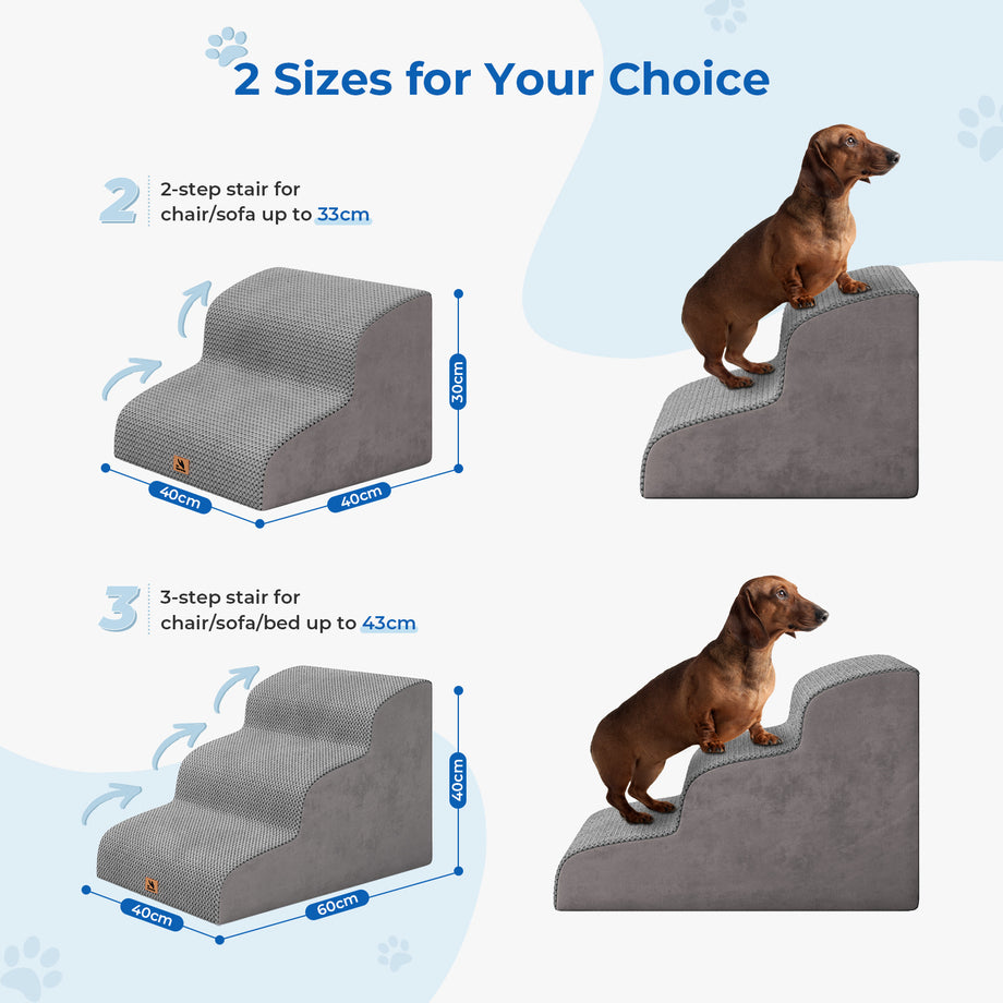 Dripex Curved Dog Stairs for Beds Couches, 2/3-Step Dog Steps with Durable Non-Slip Fabric Cover, Dog Slope Stairs for Small Dogs, Cats or Pets Friendly