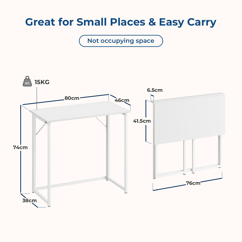 Dripex Folding Desk Foldable Small Computer Desk Writing Table for Small Place Easy Assembly