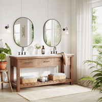 Dripex Oval Mirror, 70 x 50cm Wall Mounted Bathroom Mirror, Horizontal or Vertical Hanging Wall Mirror for Living Room, Bedroom, Entryway