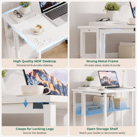 Dripex 80 x 50cm Folding Desk with Storage Shelf & Wheels, Mobile Foldable Desk for Home Office, Space Saving Multipurpose Table for Small Space, Easy Assembly