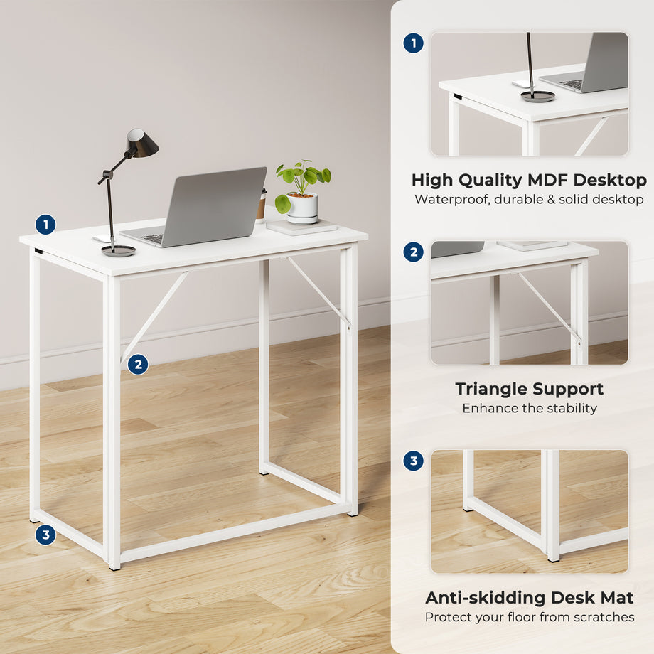 Dripex Folding Desk Foldable Small Computer Desk Writing Table for Small Place Easy Assembly