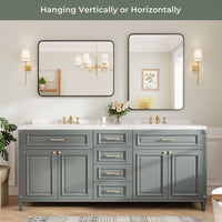 Dripex Rectangular Bathroom Mirror, 75 x 55cm Aluminium Frame Curved Corners, Pre-Fitted Hooks & Fixing Kit, Hang or Lean Vertically/Horizontally, for Living Room, Bedroom