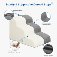 Dripex Curved Dog Stairs for Beds Couches, 2/3-Step Dog Steps with Durable Non-Slip Fabric Cover, Dog Slope Stairs for Small Dogs, Cats or Pets Friendly