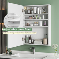 Dripex Single Door Bathroom Mirror Cabinet, Wall Mounted Storage Cupboard with Mirror, Cabinet with Adjustable Shelf