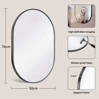 Dripex Oval Mirror, 70 x 50cm Wall Mounted Bathroom Mirror, Horizontal or Vertical Hanging Wall Mirror for Living Room, Bedroom, Entryway