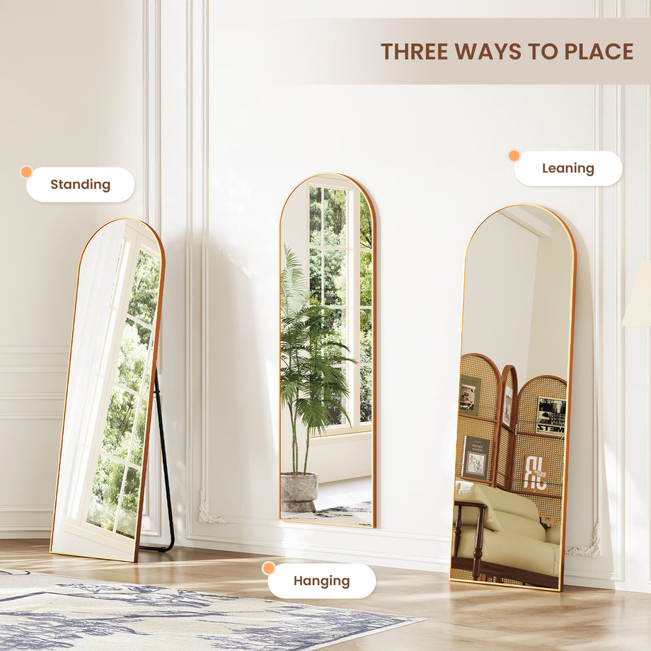 Dripex Arch/Rectangular Mirror Full Length, 160 x 50cm/150 x 40cm Full Body Floor Mirror with Stand, Standing/Leaning/Hanging for Living Room Bedroom