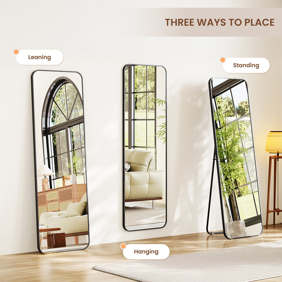 Dripex Arch/Rectangular Mirror Full Length, 160 x 50cm/150 x 40cm Full Body Floor Mirror with Stand, Standing/Leaning/Hanging for Living Room Bedroom