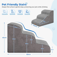 Dripex Curved Dog Stairs for Beds Couches, 2/3-Step Dog Steps with Durable Non-Slip Fabric Cover, Dog Slope Stairs for Small Dogs, Cats or Pets Friendly
