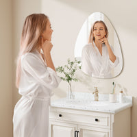 Dripex Irregular Wall Mirror, 65 x 50cm/ 70 x 50cm Frameless Bathroom Mirror Wall Mounted with Pre-Fitted Hanging Holes & Fixing Kit - Wall Mounted Horizontally or Vertically