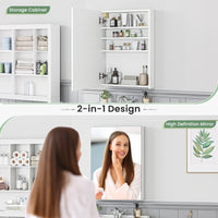 Dripex Single Door Bathroom Mirror Cabinet, Wall Mounted Storage Cupboard with Mirror, Cabinet with Adjustable Shelf