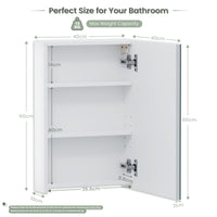 Dripex Single Door Bathroom Mirror Cabinet, Wall Mounted Storage Cupboard with Mirror, Cabinet with Adjustable Shelf